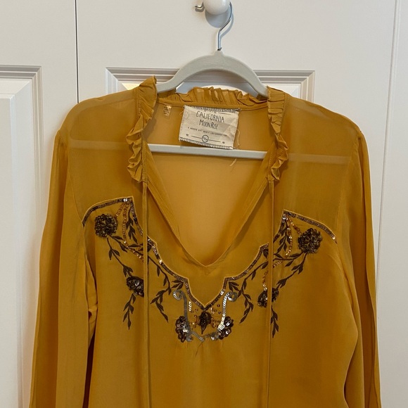 Yellow Boho Long-Sleeve Blouse - Picture 3 of 12